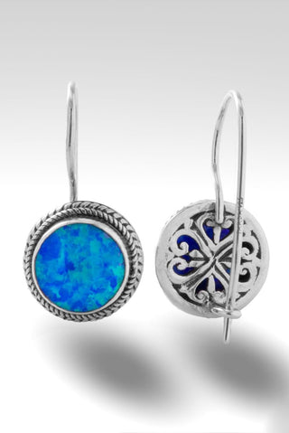 Unyielding Resolve Earrings™ in Bali Blue Simulated Opal - Bali Wire - only found at SARDA™