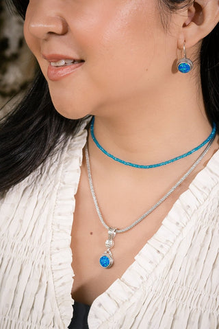 Unyielding Resolve Pendant™ in Bali Blue Simulated Opal - Magnetic Enhancer Bail - only found at SARDA™